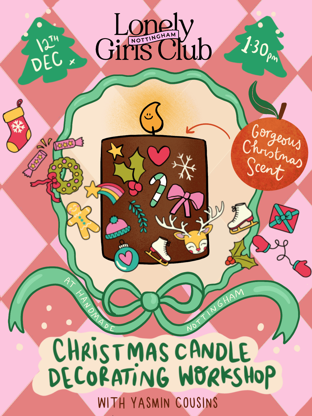 Nottingham Lonely Girls Club Christmas Candle Making Workshop with Yasmin Cousins